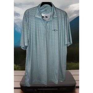 johnnie-O Mens Short Sleeve Geometric Print XL Polo Golf Shirt Blue PCC 1925